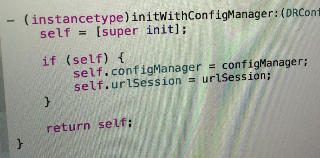 Screenshot of initializer code